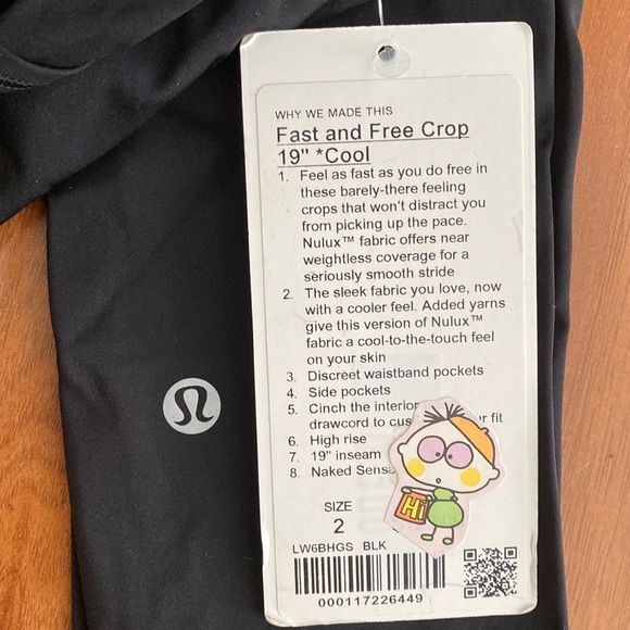 ❤️ Lululemon Fast & Free Crop 19" *Cool Size 2 NWT - Picture 2 of 4